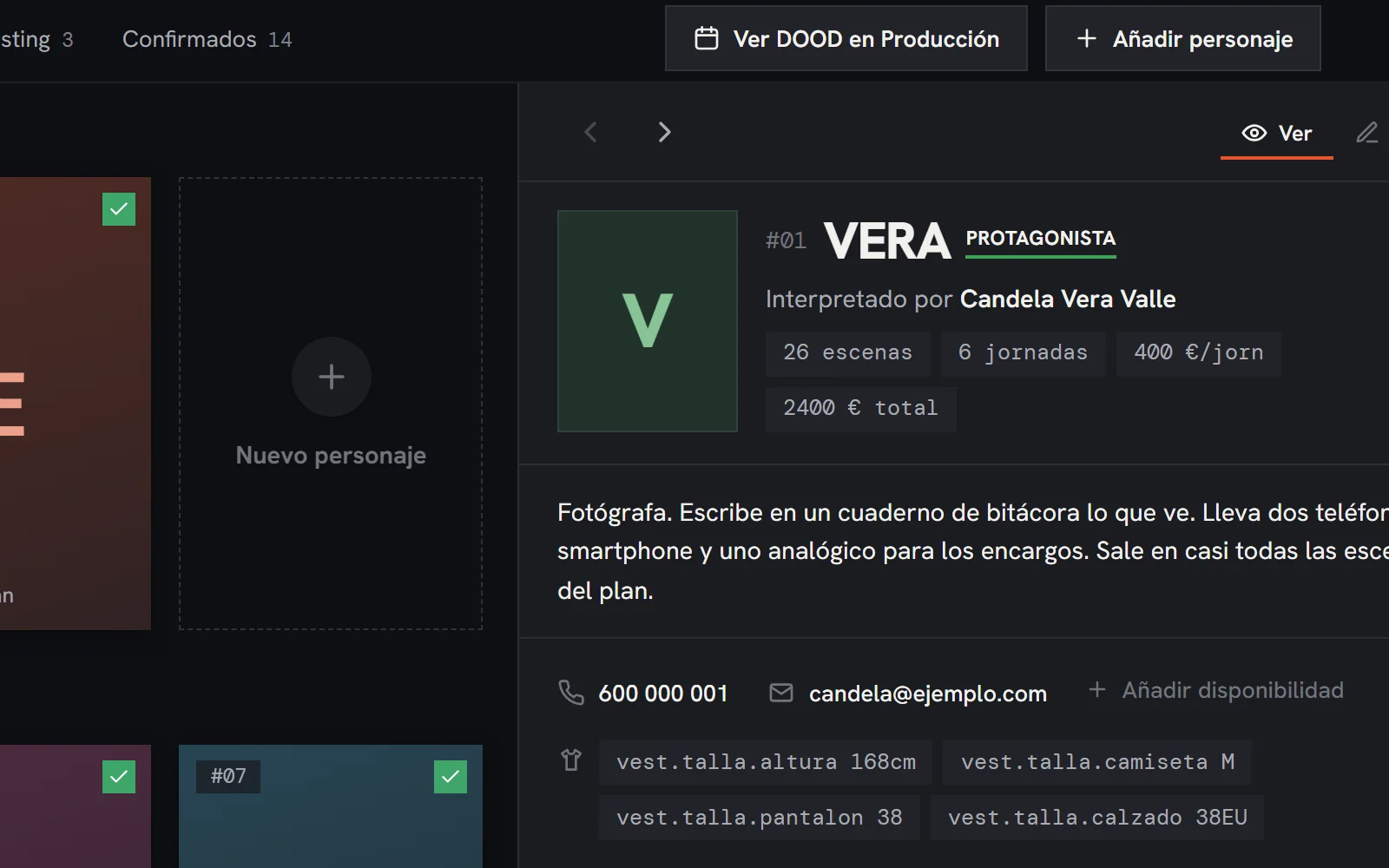 Reparto: la ficha de un personaje